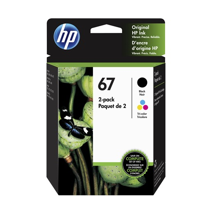 HP 67 Clr/Blk Original Ink Crtg 2-Pk