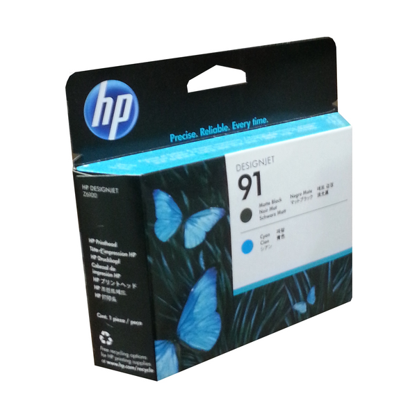 HP 91 Matte Black and Cyan Printhead