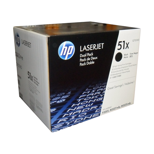Q7551XD HP #51X DUAL PACK HIGH YIELD FOR LASERJET P3005/M303
