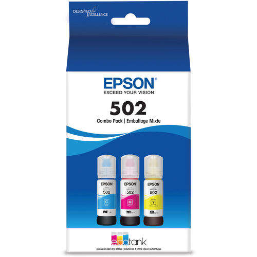 Epson 502 Cyan, Magenta & Yellow Ink Bottles Combo Pack (T502520-S)