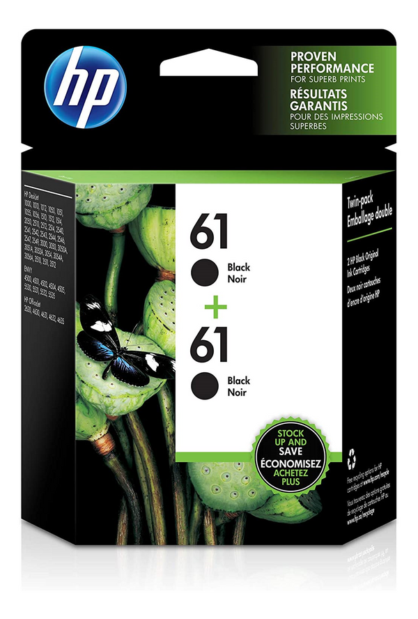 HP 61 Black Ink Cartridge Twin Pack