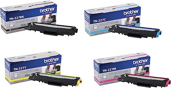 Brother Genuine (TN227) Black/Cyan/Magenta/Yellow Toner Cartridge Bundle
