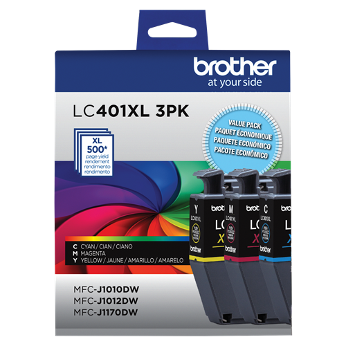 Brother Genuine (LC401XL3PK) Colour High Yield Ink Cartridges 3 Pack
