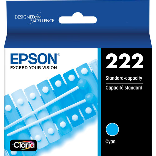 T222220-S Epson T222 Cyan Ink Cartridge, Standard Capacity w