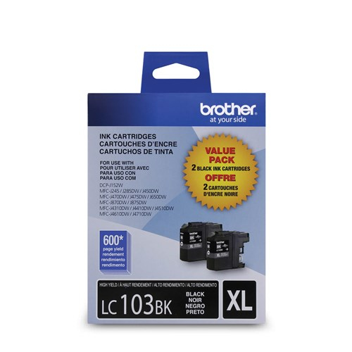 Brother Genuine (LC1032PKS) Black High Yield Ink Cartridges 2-Pack