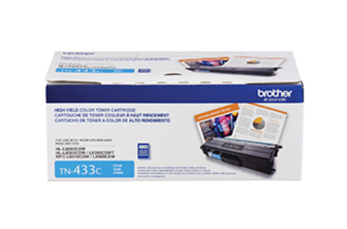 Brother Genuine (TN433C) Cyan High-Yield Toner Cartridge