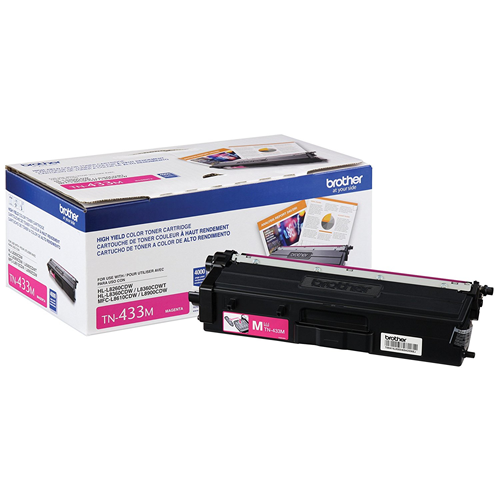 Brother Genuine (TN433M) Magenta High Yield Toner Cartridge