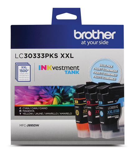 Brother Genuine (LC30333PKS XXL) Super High-Yield Colour Ink Cartridge 3-Pack